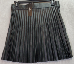 Lulus A Line Skirt Womens Small Black Polyurethane Dollskill Pleated Side Zipper - £16.17 GBP