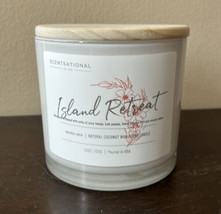 Scentsational Island Retreat Candle Glass Jar 26oz Coconut Beeswax Wood Wick - £30.34 GBP