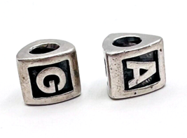 Two Retired 925 ALE Pandora Sterling Silver Alphabet Letter Charms G A - $53.46