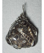 .925 SS Wire Wrapped Turritella Agate Pendant by Jemel - £33.57 GBP