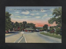 Vintage Postcard 1940s Amity Hall Clarks Ferry PA Old Cars Trucks Linen - £3.92 GBP