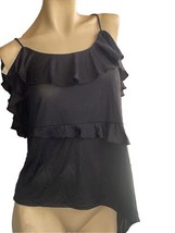 New Anthropologie T.La Women&#39;s Black Top Tank Size S Small Ruffle Spaghetti - £28.39 GBP