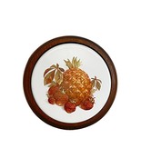 MCM Pineapple &amp; Strawberries Wooden 7.25&quot; Trivet/Wall Hanging Round Tile... - £14.29 GBP