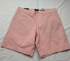 Ben Sherman Chino Shorts Men&#39;s 33 Pink Flat Front Stretch Pockets Zip New - £17.92 GBP