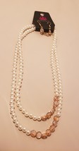Paprazzi Fashion Jewelry White Pearl and pink beads Necklace and Earring set - £3.98 GBP