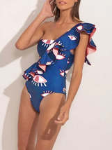 Beach Ruffled Devil&#39;S Eye One-Piece Swimsuit/Split Bikini Set - £18.36 GBP