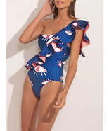 Beach Ruffled Devil&#39;S Eye One-Piece Swimsuit/Split Bikini Set - £18.19 GBP