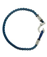 Nautical Electric Blue Rolo Chain Bracelet Fishermens Hook 8 1/2-Inch - £22.90 GBP