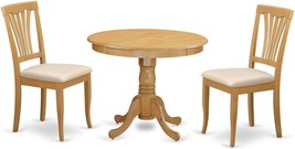 Anav3-Oak-C 3 Piece Room Set Contains A Round Wooden Table With Pedestal And 2 L - $261.99