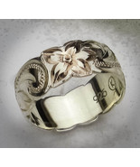 .925 Sterling Silver Hand Engraved Band Sz 6 - £31.65 GBP