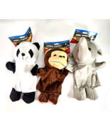 Set Of 3 Animal Hand Puppets  NWT, Panda, Monkey, Elephant Moveable Mout... - $14.84