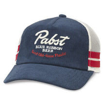 Pabst Blue Ribbon Beer Vintage Navy Adjustable Snapback Trucker Hat Blue - £27.95 GBP