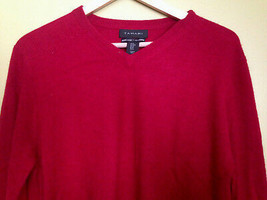 NWT Tahari Pure Luxe 100% Cashmere Men&#39;s Deep Red V Neck Sweater M $245 - £130.83 GBP