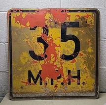 Vintage Metal 35 mph Speed Limit Street Road Sign Old Antique - 24x24&quot; - $249.89