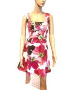 Candies Pink Floral Fit &amp; Flare Skater Midi Dress Sz 3 Stretch Pockets C... - £11.75 GBP