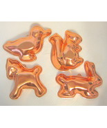 Small Animal Copper Jello Mold Set of 4 Metal - £19.54 GBP