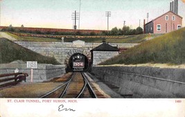 Railroad Train St Clair Tunnel Port Huron Michigan 1905c postcard - $7.43