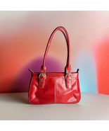 Nine West Faux Leather Red Handbag Purse Geometric Pattern Silver Hardware - $498.45 MXN