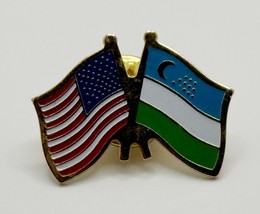 USA American Uzbekistan Friendship Flag Bike Motorcycle Hat Cap lapel Pin - $91.11 MXN