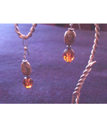 Ethnic Drop EARRINGS-Caramel Marbelized Bead with Orange Crystal-1 7/8&quot; ... - $5.80