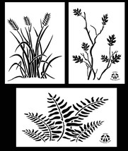 3Pack! Vinyl Airbrush Camo Stencils 14&quot; 10 Mil - (Leafy Oak, Fern, Wheat... - $13.99