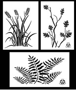 3Pack! Vinyl Airbrush Camo Stencils 14&quot; 10 Mil - (Leafy Oak, Fern, Wheat... - $13.99