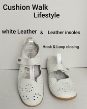 Lifestyle chusion walk white detail leather shoes size 6EEE - $19.00