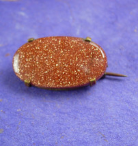 Late 1800&#39;s Brooch monkstone goldstone victorian talisman pin energy strength an - £76.18 GBP