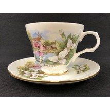Crown Trent Tea Cup Saucer Niagara Falls Floral England Bone China Vintage - £23.36 GBP