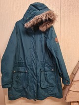 Regatta Womens UK22 Green Jacket Full Zip Long Outdoors Faux Fur Hood Ex... - $49.50