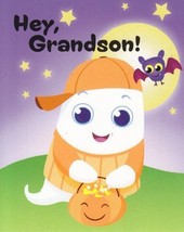 Greeting Halloween Card Hey, Grandson! &quot;Pumpkins Grin, Spiders Creep. Ghosts...&quot; - £1.19 GBP
