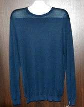 Zara Men&#39;s Blue Premium Cotton Long Sleeve Sweater Size Xl Brand New - £32.85 GBP
