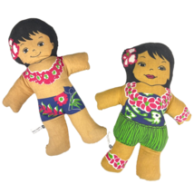 Hawaiian Huggables Vintage C&amp;H Sugar Co. Boy Girl Soft Doll Set Kane Hula - $26.88