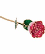 24k Gold Dipped Cream Red Lacquer Real Rose Valentine&#39;s Day Holiday Gift - $102.58