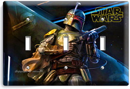 Star Wars Boba Fett Deadly Galaxy Bounty Hunter Triple Light Switch Wall Plate - £14.91 GBP