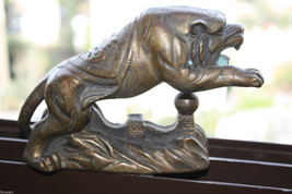 Old Antique Chinese Bronze Tiger Stamped Green Patina Gorgeous Home Bar Decor 7&quot; - £126.01 GBP