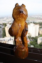 Vintage Carved Wood Russian Bear Wooden Folk Art Figurine Home Decor Collectible - £37.48 GBP
