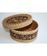 Vintage Russian Beautiful Birch Bark Trinket Jewelry Box Beresta Strawbe... - €27,32 EUR