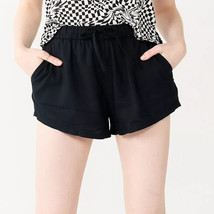 Juniors&#39; SO® Small Drawstring Shorts Black Luxe - £16.34 GBP