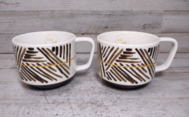 2 Starbucks 01/08 Artisan Series Geography Bone China Coffee Mugs Brown ... - £13.21 GBP