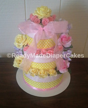 Pink and Yellow Elegant Its a Girl Themed Baby Shower 3 Tier Bouquet Dia... - £57.87 GBP