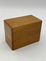 Vintage Oak Wooden Recipe File Index Card Box Hinged Lid Dovetailed Joints - $23.70