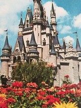 Walt Disney World Florida Cinderella Castle Flowers Vintage Postcard 1977 - £3.94 GBP