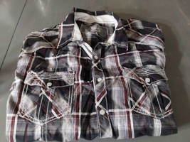 BKE Plaid Standard Fit Pearl Snap Button Down Shirt XL Double Pocket Western - £21.95 GBP