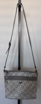 Coach File White &amp; Gray Signature Coated Canvas Leather Crossbody Handba... - $49.49