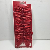 10 Red Wire Edge Shimmer Christmas Gift Bow Indoor Outdoor Wreath Package - £14.93 GBP