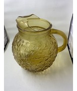 VINTAGE ANCHOR HOCKING LIDO MILANO AMBER BUBBLE CRINKLE PITCHER WITH ICE... - £11.11 GBP