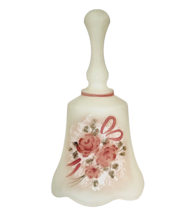 Fenton Matte White Bell Hand painted Pink Floral and Signed - £39.17 GBP