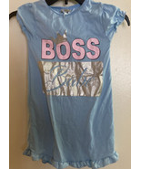 Girls Nightgown Size 6 Blue Boss Babe 24” Long Chest 22” - £3.92 GBP