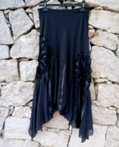 Long Black Skirt Chiffon Asymmetrical 90s Gothic Womens Boho Gypsy Hippi... - £12.00 GBP